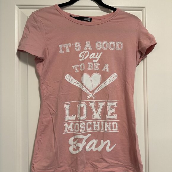 LOVE MOSCHINO "It's A Good Day" Pink T-Shirt - Picture 2 of 3